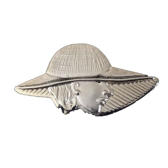 Gold Tone Woman in a Picture Hat Pin Brooch #1078 - Picture 1 of 2